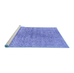 Sideview of Machine Washable Abstract Blue Contemporary Rug, wshcon1363blu