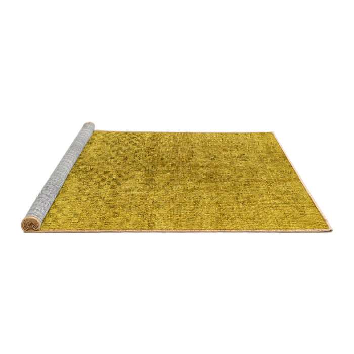 Sideview of Machine Washable Abstract Yellow Contemporary Rug, wshcon1363yw
