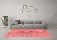 Machine Washable Abstract Red Contemporary Rug, wshcon1363red