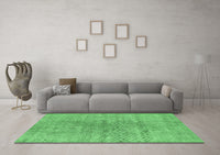 Machine Washable Abstract Emerald Green Contemporary Rug, wshcon1363emgrn