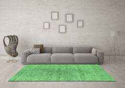 Machine Washable Abstract Emerald Green Contemporary Area Rugs in a Living Room,, wshcon1363emgrn