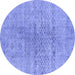 Round Machine Washable Abstract Blue Contemporary Rug, wshcon1363blu