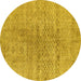 Round Abstract Yellow Contemporary Rug, con1363yw