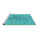 Sideview of Machine Washable Abstract Turquoise Contemporary Area Rugs, wshcon1363turq