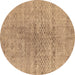 Round Machine Washable Abstract Brown Contemporary Rug, wshcon1363brn