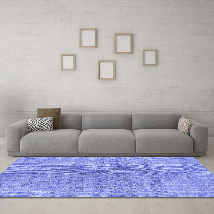 Machine Washable Abstract Blue Contemporary Rug in a Living Room, wshcon1363blu