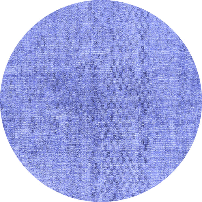 Round Abstract Blue Contemporary Rug, con1363blu