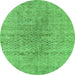 Machine Washable Abstract Green Contemporary Area Rugs, wshcon1363grn