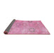 Thickness of Contemporary Neon Hot Pink Persian Rug, con1364