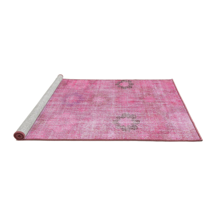 Serging Thickness of Machine Washable Contemporary Neon Hot Pink Rug, wshcon1364