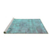 Sideview of Machine Washable Persian Turquoise Bohemian Area Rugs, wshcon1364turq