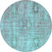 Round Persian Turquoise Bohemian Rug, con1364turq