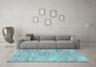 Machine Washable Persian Turquoise Bohemian Area Rugs in a Living Room,, wshcon1364turq