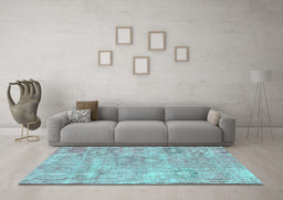 Machine Washable Persian Turquoise Bohemian Area Rugs in a Living Room,, wshcon1364turq