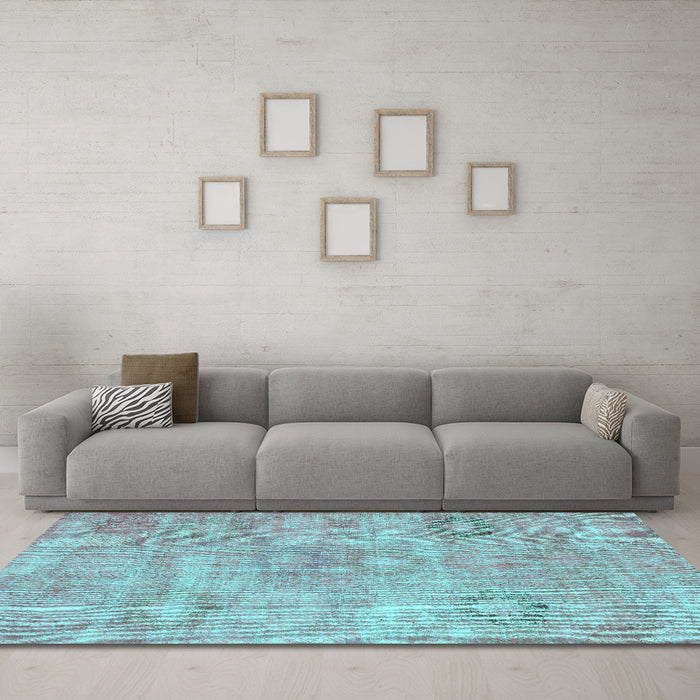 Machine Washable Persian Turquoise Bohemian Area Rugs in a Living Room,, wshcon1364turq