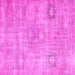 Square Machine Washable Persian Pink Bohemian Rug, wshcon1364pnk