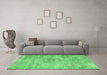 Machine Washable Persian Emerald Green Bohemian Area Rugs in a Living Room,, wshcon1364emgrn