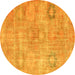 Round Persian Yellow Bohemian Rug, con1364yw