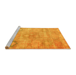 Sideview of Machine Washable Persian Yellow Bohemian Rug, wshcon1364yw