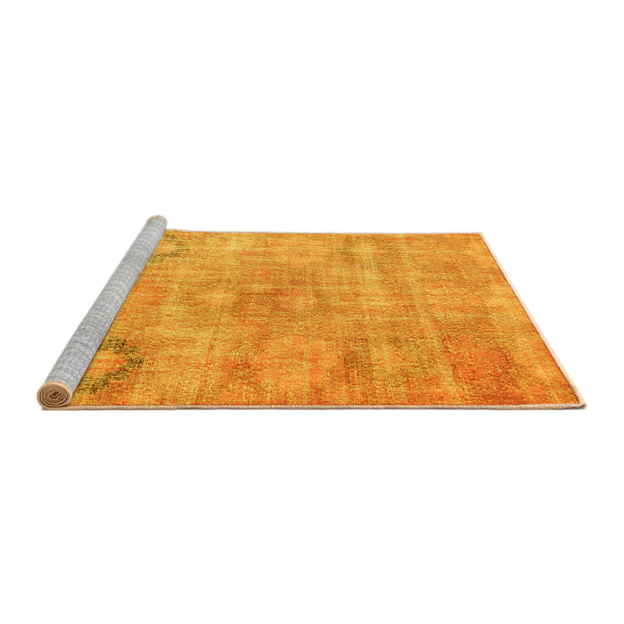 Sideview of Machine Washable Persian Yellow Bohemian Rug, wshcon1364yw