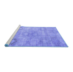 Sideview of Machine Washable Persian Blue Bohemian Rug, wshcon1364blu