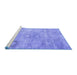 Sideview of Machine Washable Persian Blue Bohemian Rug, wshcon1364blu