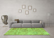 Machine Washable Persian Green Bohemian Area Rugs in a Living Room,, wshcon1364grn