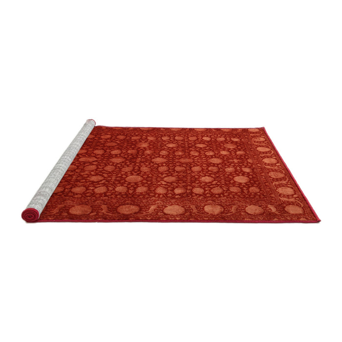 Serging Thickness of Machine Washable Contemporary Neon Red Rug, wshcon1365