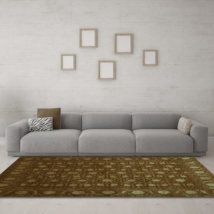 Machine Washable Abstract Turquoise Contemporary Area Rugs in a Living Room,, wshcon1365turq