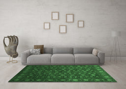 Machine Washable Abstract Emerald Green Contemporary Area Rugs in a Living Room,, wshcon1365emgrn