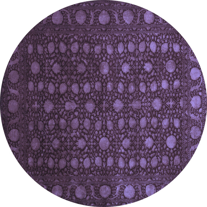 Round Abstract Blue Contemporary Rug, con1365blu