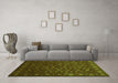 Machine Washable Abstract Green Contemporary Area Rugs in a Living Room,, wshcon1365grn