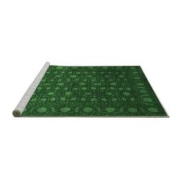 Sideview of Machine Washable Abstract Emerald Green Contemporary Area Rugs, wshcon1365emgrn