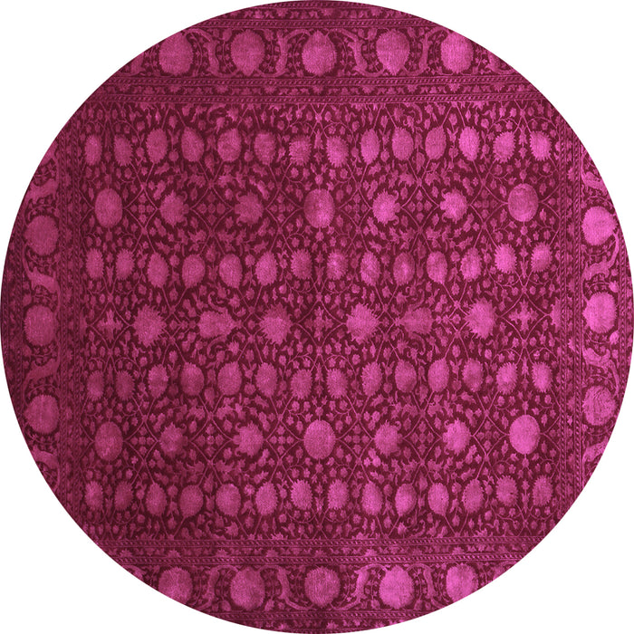 Round Machine Washable Abstract Purple Contemporary Area Rugs, wshcon1365pur