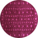 Round Machine Washable Abstract Purple Contemporary Area Rugs, wshcon1365pur