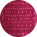 Round Abstract Pink Contemporary Rug, con1365pnk