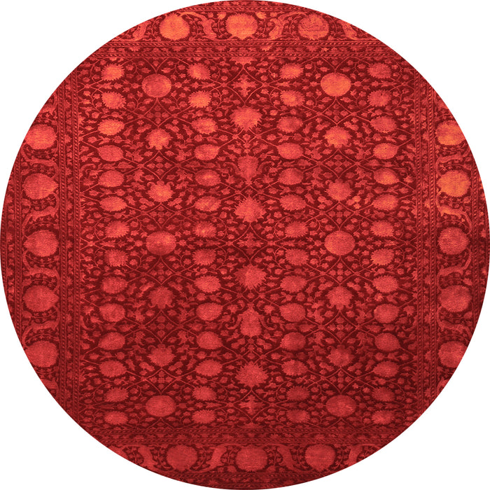 Square Abstract Orange Contemporary Rug, con1365org