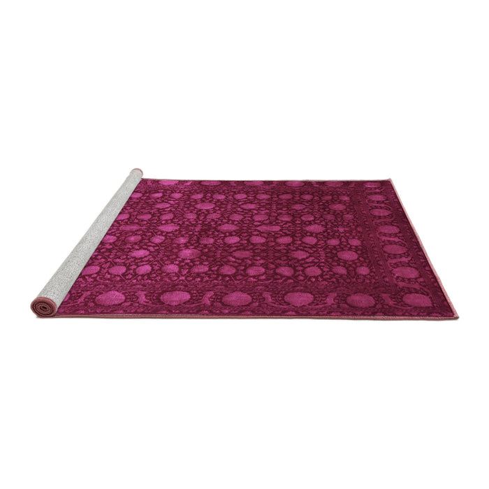 Sideview of Machine Washable Abstract Purple Contemporary Area Rugs, wshcon1365pur