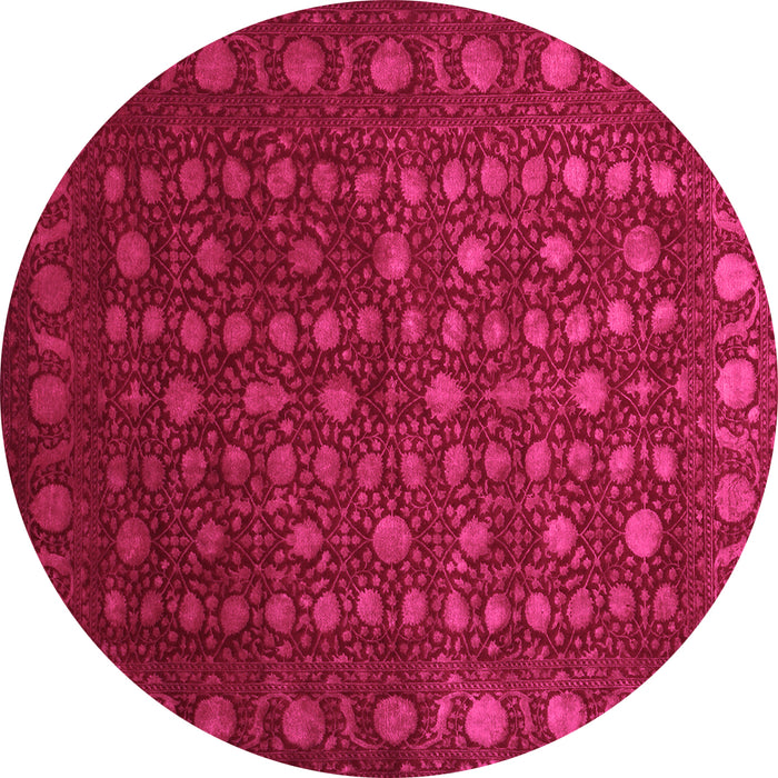 Round Machine Washable Abstract Pink Contemporary Rug, wshcon1365pnk