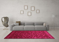 Machine Washable Abstract Pink Contemporary Rug, wshcon1365pnk