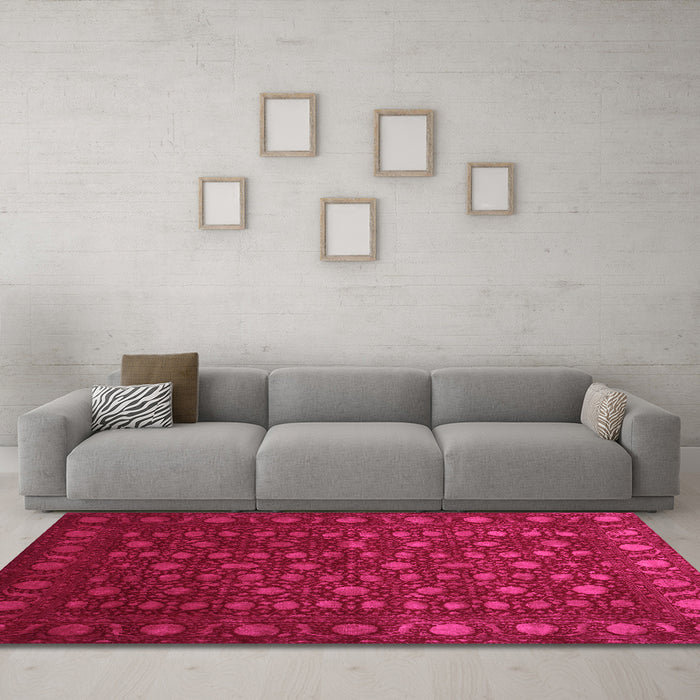 Machine Washable Abstract Pink Contemporary Rug in a Living Room, wshcon1365pnk