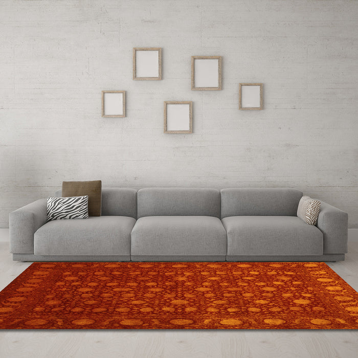 Machine Washable Abstract Yellow Contemporary Rug in a Living Room, wshcon1365yw