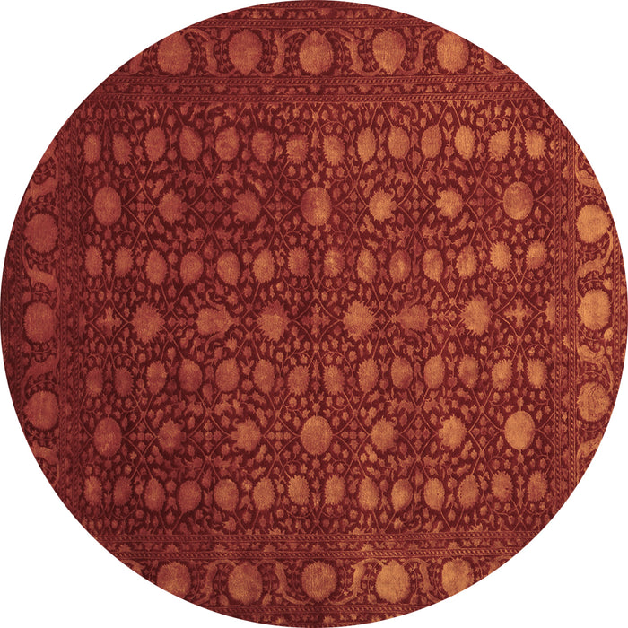 Round Abstract Brown Contemporary Rug, con1365brn
