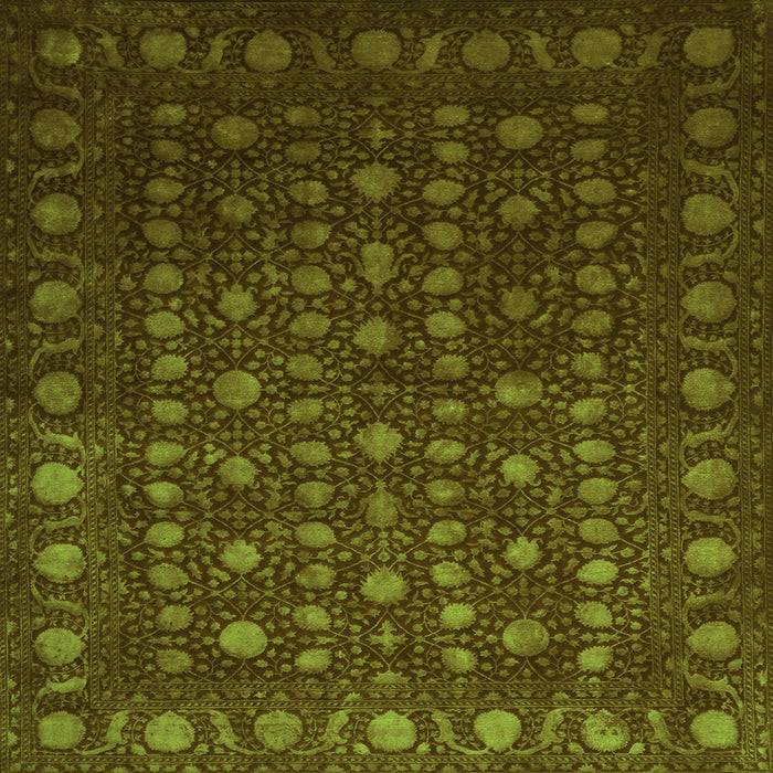 Round Machine Washable Abstract Green Contemporary Area Rugs, wshcon1365grn