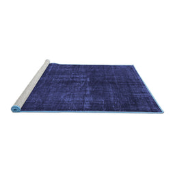 Sideview of Machine Washable Persian Blue Bohemian Rug, wshcon1366blu