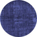 Round Machine Washable Persian Blue Bohemian Rug, wshcon1366blu