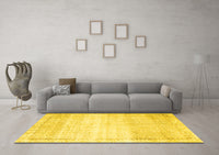 Machine Washable Abstract Yellow Contemporary Rug, wshcon1367yw