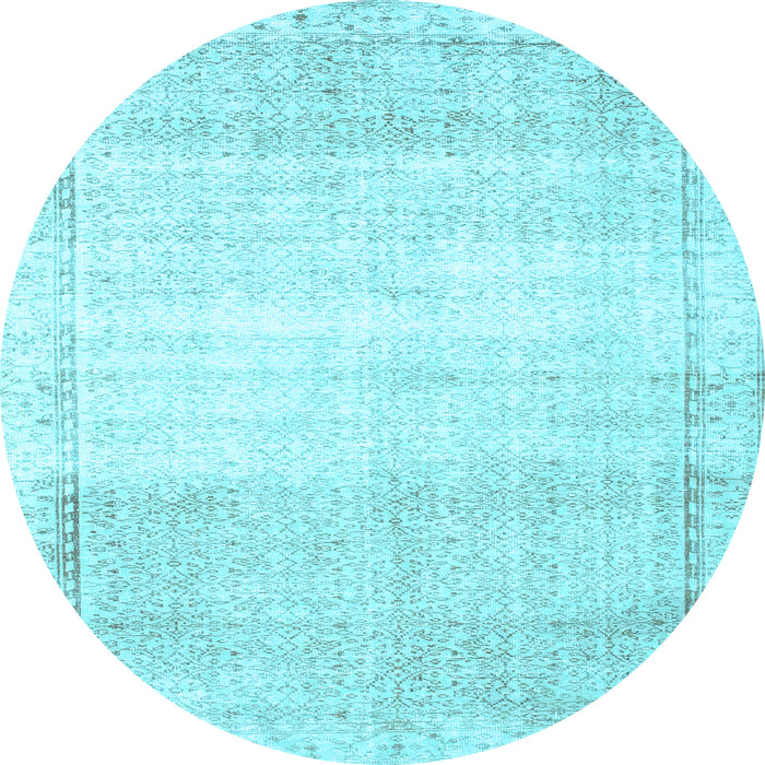 Round Machine Washable Abstract Light Blue Contemporary Rug, wshcon1367lblu