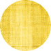 Round Abstract Yellow Contemporary Rug, con1367yw