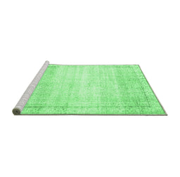 Sideview of Machine Washable Abstract Emerald Green Contemporary Area Rugs, wshcon1367emgrn